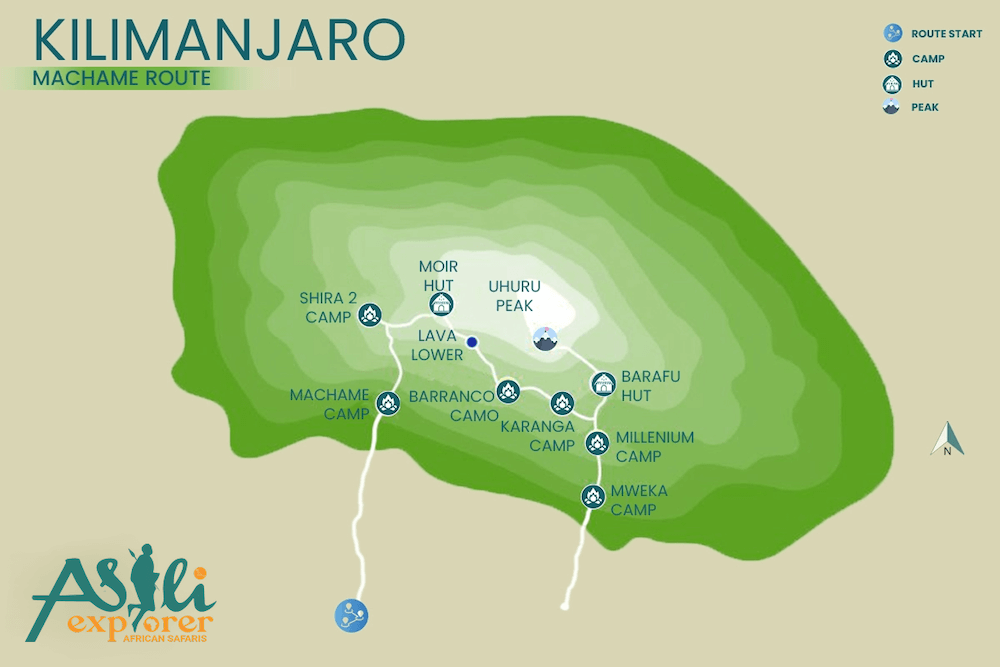 map for Machame route